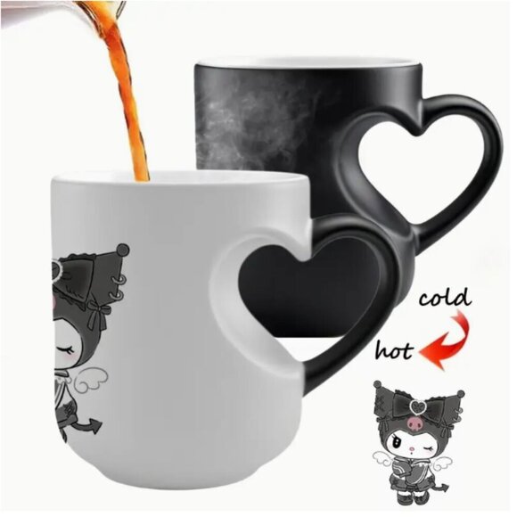 Kuromi Color Changing Mug with Heart Handle Hello Kitty NWT - Picture 1 of 3